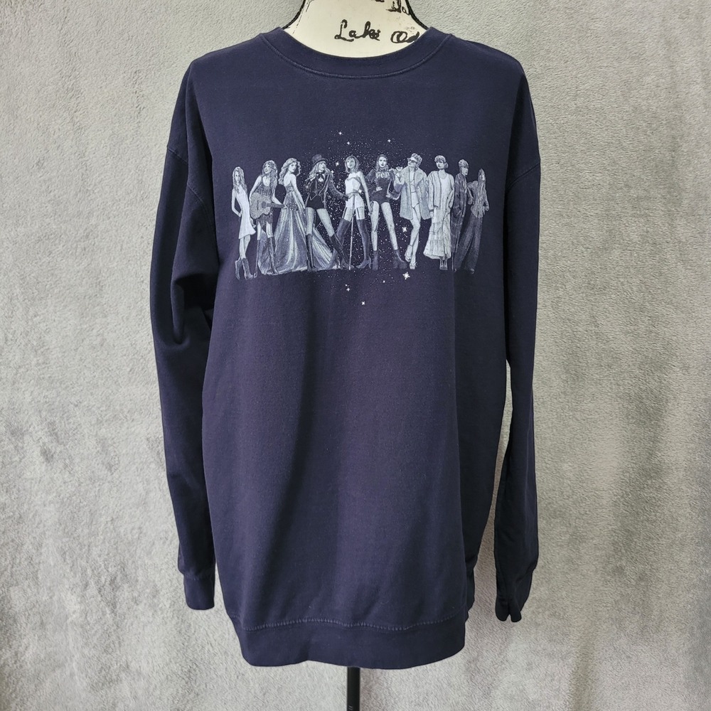 Taylor Swift Midnights official rare navy blue crew neck sweater 2XL preppy